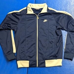 Nike Mens Track Jacket Full Zip Striped Fleece Lined Blue Striped